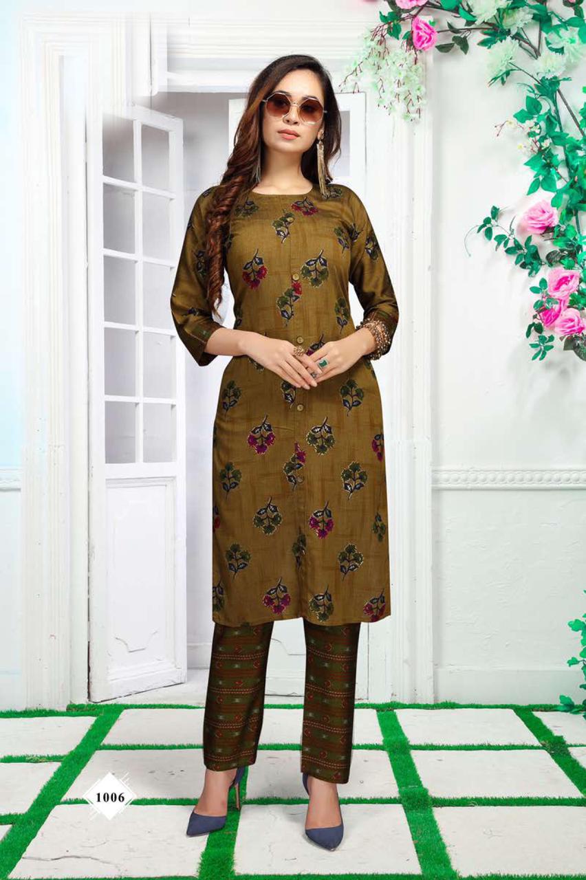 Beauty Queen Palak Casual Wear Printed Kurti With Bottom Collection